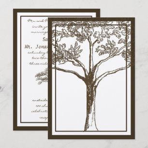 Romantic Love Tree Initials in Trunk Wedding Invitation
