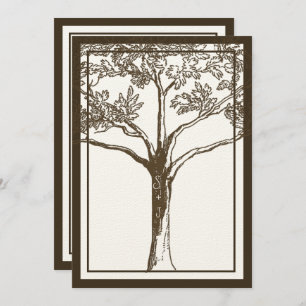 Romantic Love Tree Initials in Trunk Wedding Invitation