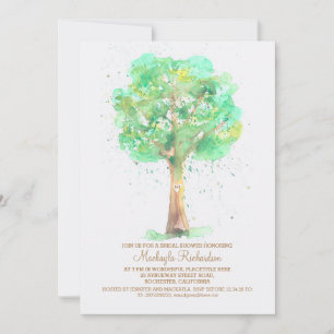 Romantic Love Tree Watercolor Bridal Shower Invitation