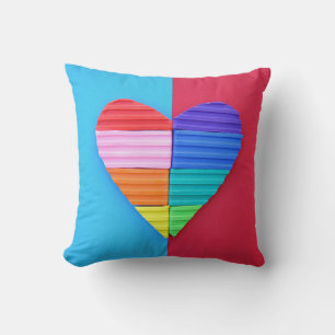 Romantic Love Twin Rainbow Hearts Cushion