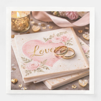 Romantic Love Wedding Theme Paper Towel Floral Napkin