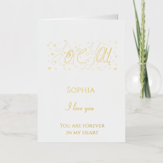 Romantic Love You Hearts Foil Greeting Card (Front)