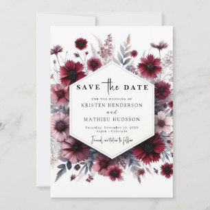 Romantic Lovely Burgundy Wedding Save The Date