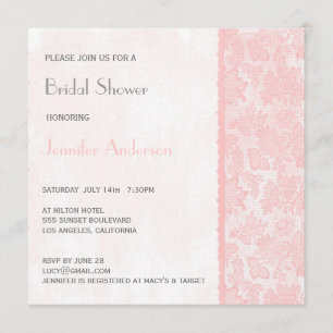 Romantic Lovely Pink Lace Bridal Shower Invitation