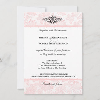 Romantic Lovely Pink Lace Wedding Invitation