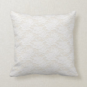 Romantic Lovely White Floral Lace Cushion
