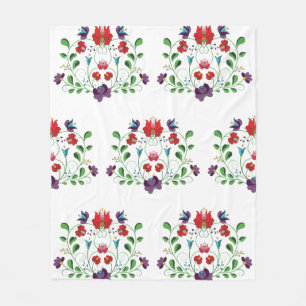 Romantic Lovers Heart Shaped Folk Fleece Blanket