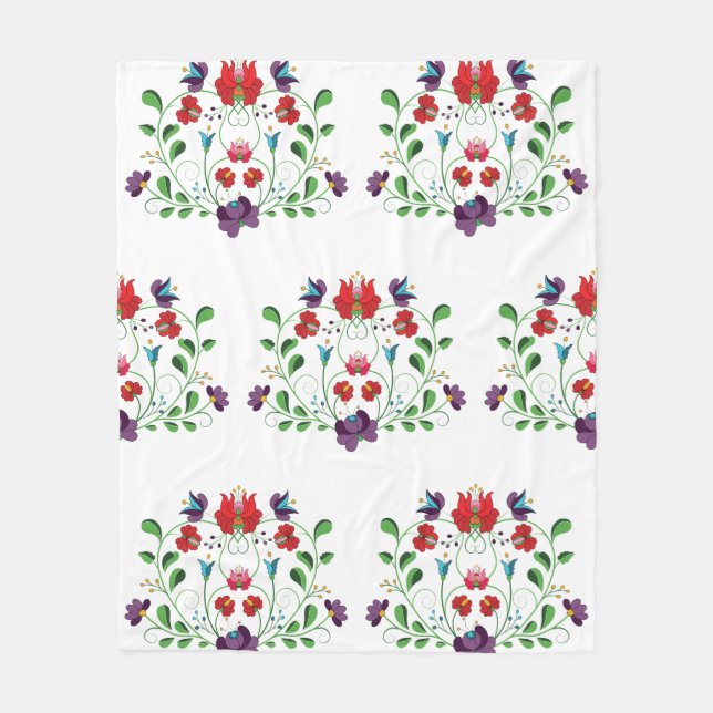 Romantic Lovers Heart Shaped Folk Fleece Blanket (Front)