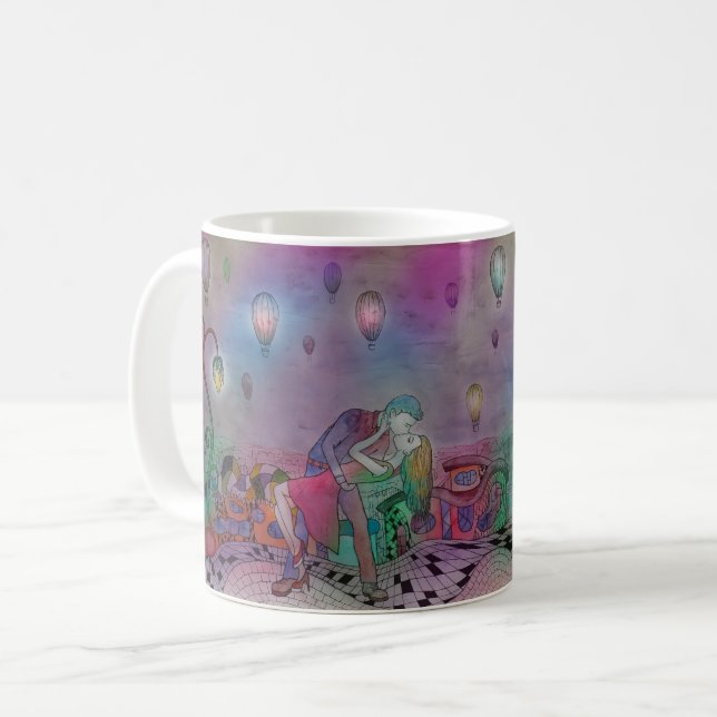 Romantic Lovers Kiss - City of Eternal Love  Coffee Mug (Front Left)