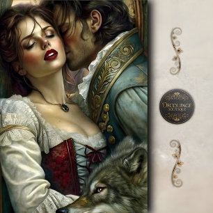 Romantic Lovers Wolf Guardian Decoupage Tissue Paper