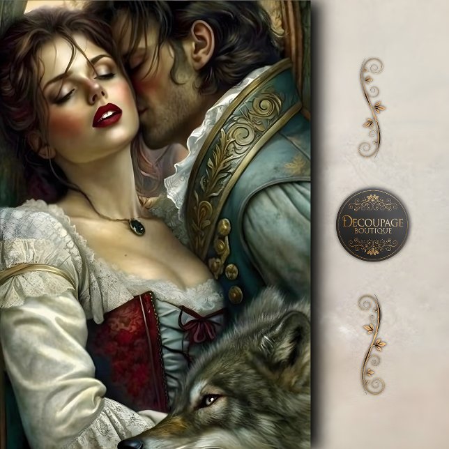 Romantic Lovers Wolf Guardian Decoupage Tissue Paper (Romantic Lovers Wolf Guardian Decoupage Tissue Paper)