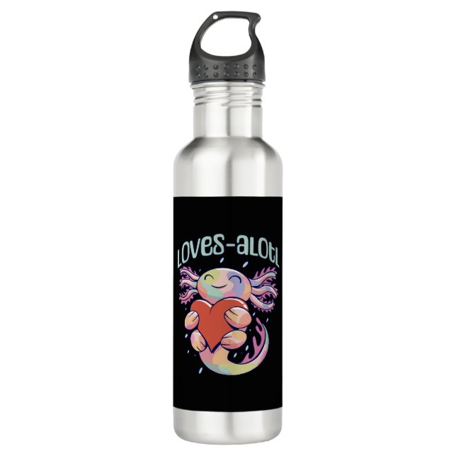 Romantic Loves - happy axolotl 710 Ml Water Bottle (Front)