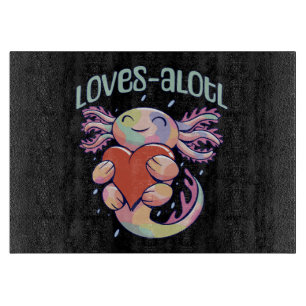 Romantic Loves - happy axolotl Cutting Board