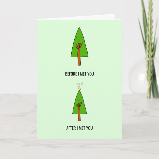 Romantic Loving Cute Tree Bird Couple Love   Card (Front)