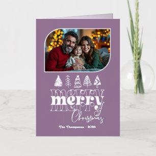 Romantic Luxe Hand Drawn Merry Christmas Photo Foil Holiday Card