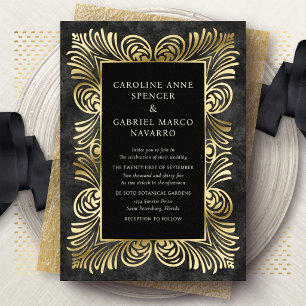 Romantic Luxurious Baroque Wedding Foil Invitation