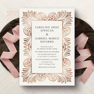 Romantic Luxurious Baroque Wedding Foil Invitation