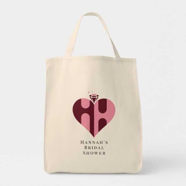 Romantic Luxury HH Monogram Wedding Tote Bag (Front)