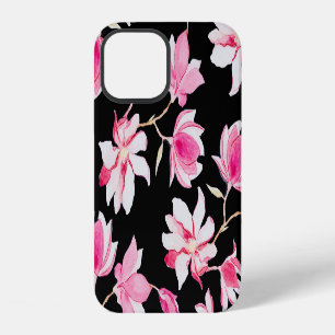Romantic Magnolia: Black Watercolor iPhone 12 Case