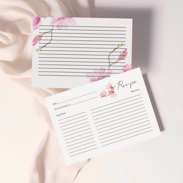 Romantic Magnolia Bridal Shower Recipe Card (Creator Uploaded)