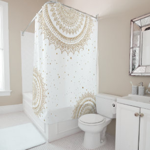 Romantic mandala gold sparkle girly shower curtain