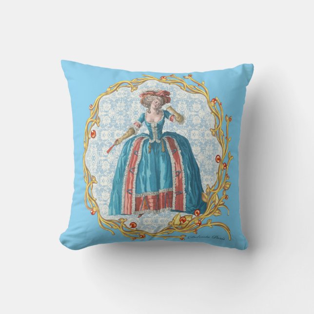 Romantic Marie Antoinette pillow Blue Cushion B (Front)