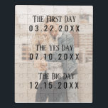 Romantic Married Couple Dates Picture Typography Jigsaw Puzzle<br><div class="desc">This romantic, sweet, and unique jigsaw puzzle is the perfect gift for yourselves or a couple that is close to you. It features a personalizable photograph picture of the couple with simple and modern typography that displays the important dates in their relationship. "The First Day, " (the day they met),...</div>