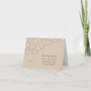 Romantic mason jar floral wedding thank you card