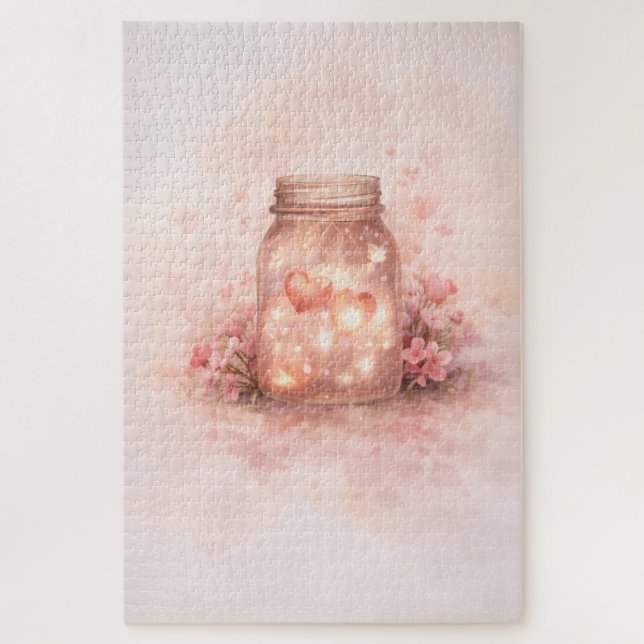 Romantic Mason Jar Hearts Jigsaw Puzzle (Vertical)