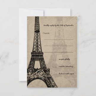 Romantic Mason Jar Shadows Damask Wedding RSVP Card