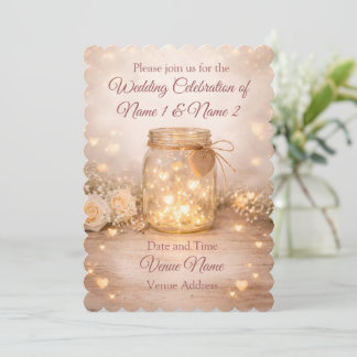 Romantic Mason Jar Wedding Invitation