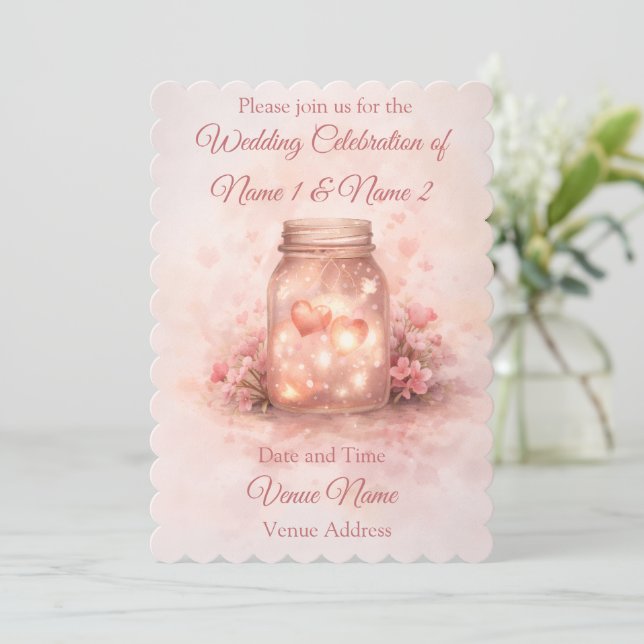 Romantic Mason Jar Wedding Invitation (Standing Front)