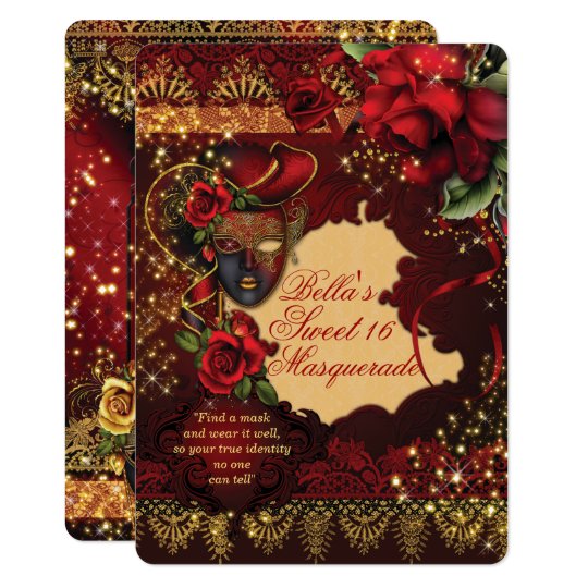 Romantic Masquerade Sweet 16 Party Invites
