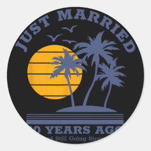 Romantic Matching Couples - 20th Wedding Anniversa Classic Round Sticker