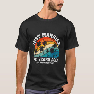 Romantic Matching Couples Retro 70Th Wedding Anniv T-Shirt