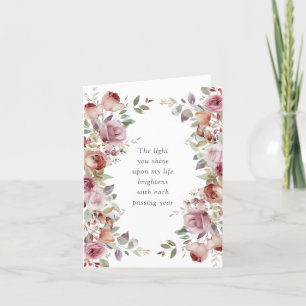 Romantic Mauve Floral Valentine's Day  Holiday Card