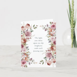 Romantic Mauve Floral Valentine's Day  Holiday Card