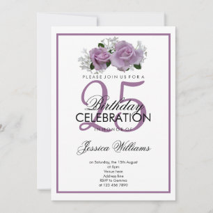 Romantic Mauve Roses Birthday Invitation