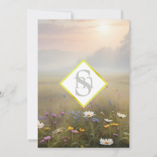*~ Romantic Meadow AR26 QR  + RSVP Floral Wedding Invitation