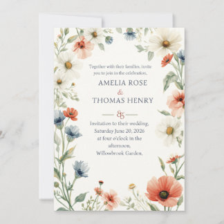 Romantic Meadow Floral Wedding Invite