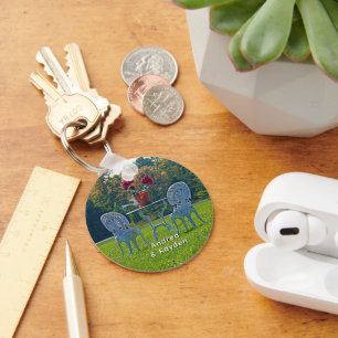 Romantic Meadow of Love Garden Table Flowers Key Ring