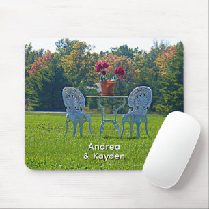 Romantic Meadow of Love Garden Table Flowers Mouse Mat
