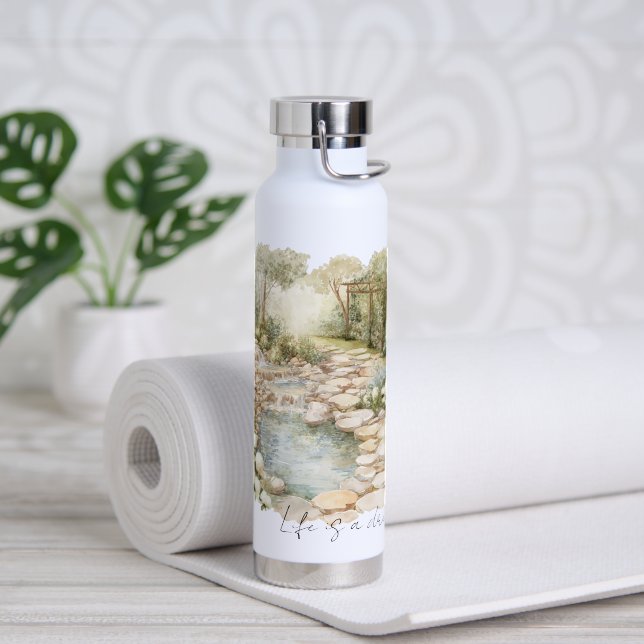 Romantic Meadow Rock Path Water Bottle (Yoga (Rotated))