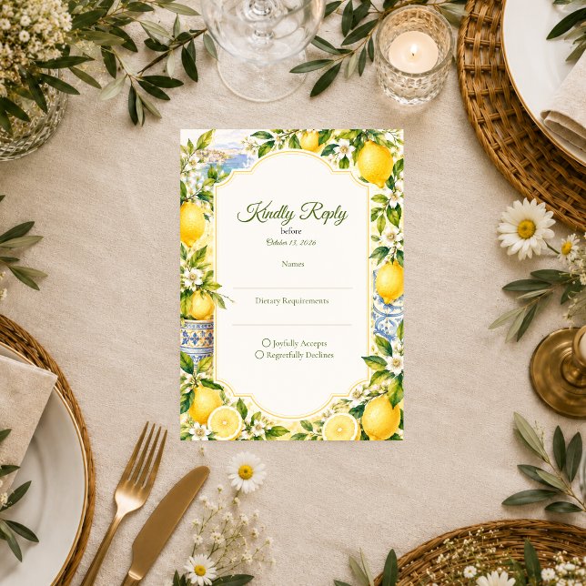 Romantic Mediterranean Wedding RSVP Card (Creator Uploaded)