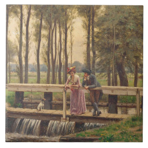 Romantic Meeting Place (by Edmund Blair Leighton) Tile