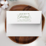 Romantic Merry Christmas Return Address  Envelope<br><div class="desc">This Christmas envelope featuring elegant and romantic swirly calligraphy lettering with pinecone twigs and pre-printed return address. For more advanced customisation of this design,  please click the BLUE DESIGN TOOL BUTTON above!</div>