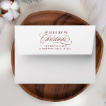 Romantic Merry Christmas Return Address  Envelope<br><div class="desc">This Christmas envelope featuring elegant and romantic swirly calligraphy lettering with pinecone twigs and pre-printed return address. For more advanced customisation of this design,  please click the BLUE DESIGN TOOL BUTTON above!</div>