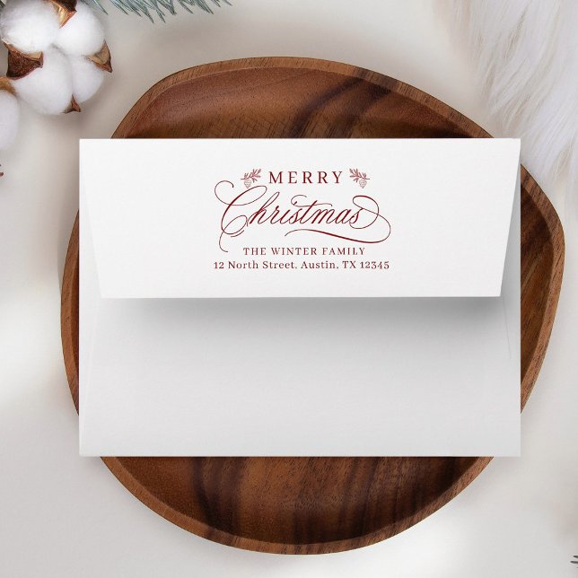 Romantic Merry Christmas Return Address  Envelope (Creator Uploaded)