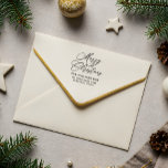 Romantic Merry Christmas Script Return Address Rubber Stamp<br><div class="desc">Create your own Romantic Merry Christmas Script Return Address. Easy to personalise. For further customisation edit with the design tool.</div>