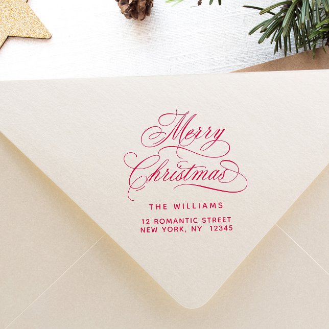 Romantic Merry Christmas Script Return Address  Self-inking Stamp (Creator Uploaded)